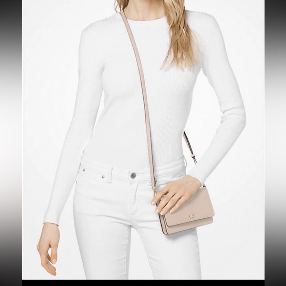 Michael Kors Leather Convertible Crossbody Bag Soft Pink